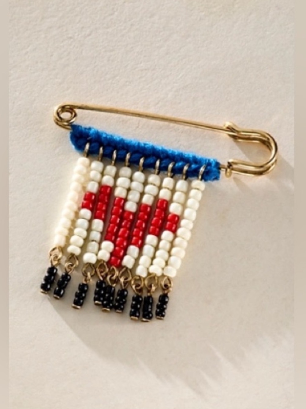 New🌟Free People-Free People Bead Baby Brooch In White & Red